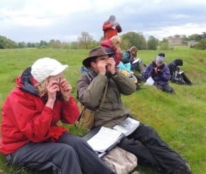 Bryophyte surveyors at Attingham Park.  P Boardman