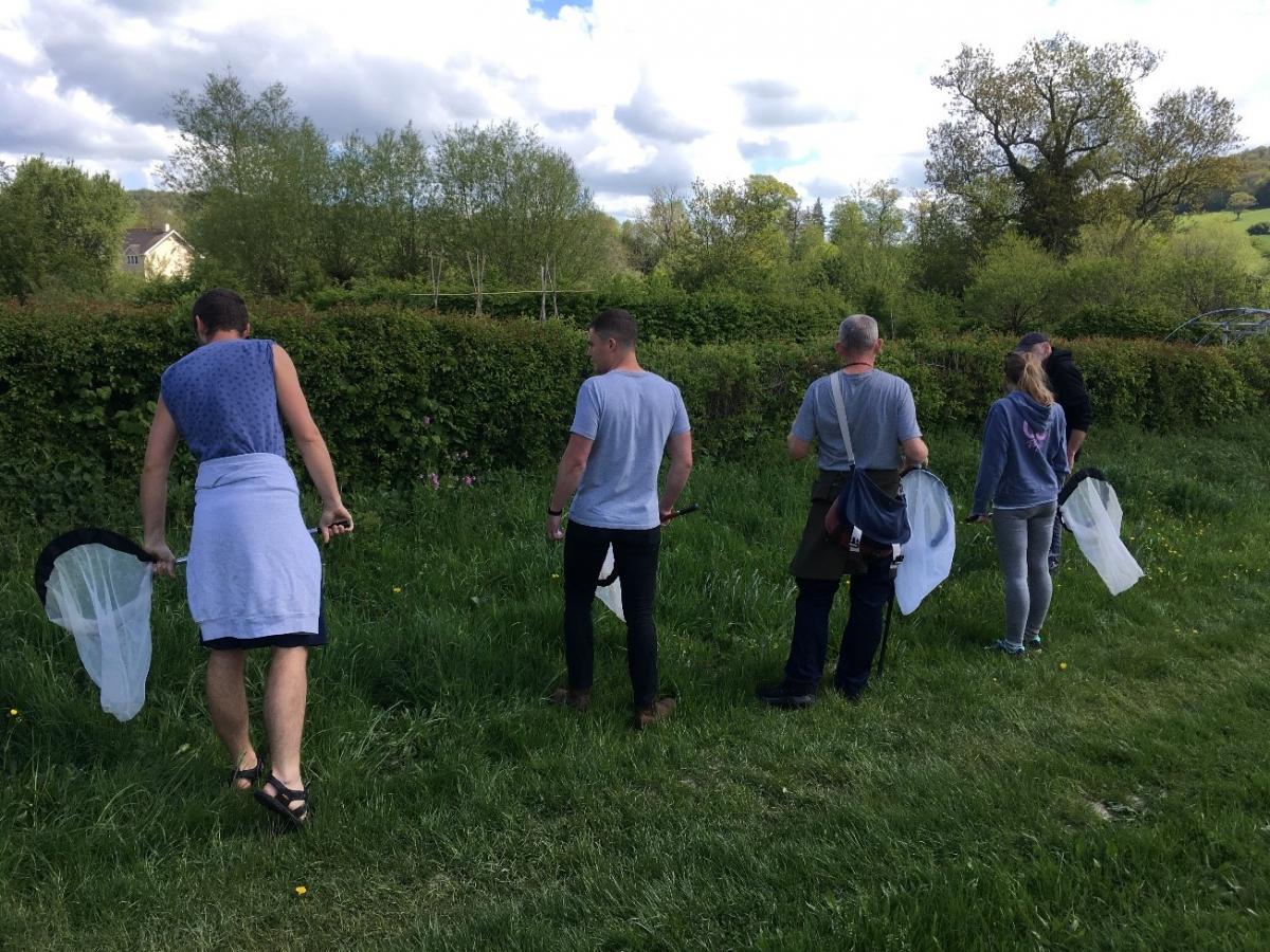 Collecting invertebrates using sweep nets during an FSC BioLinks course, 2018