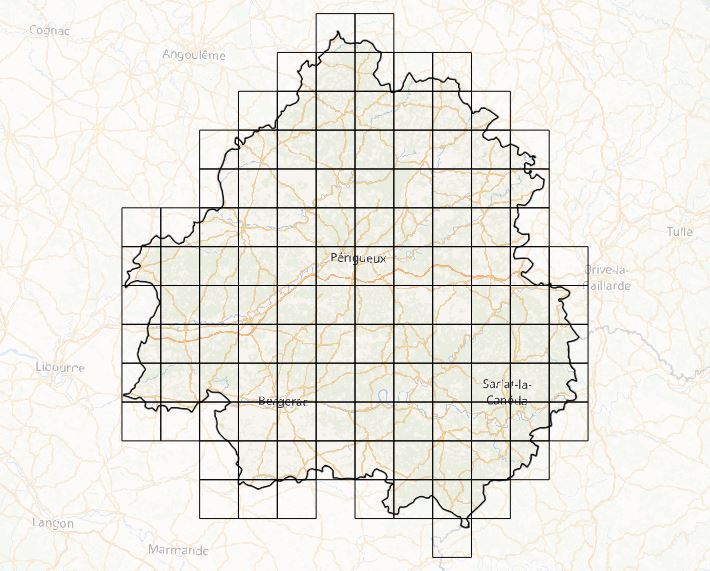 10 km grid over Dordogne