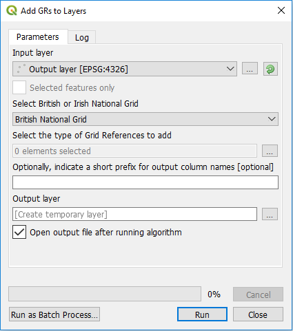 Add Grid References to Points tool main interface