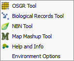 Tom.bio plugin for QGIS menu