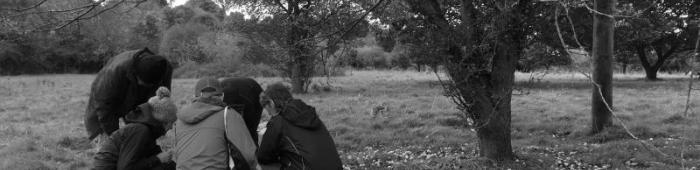 Sampling for earthworms in Doctors Field, Shrewsbury